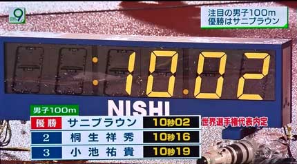 大会新記録の10.02秒